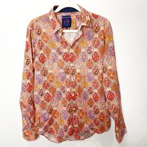 John Lennon Men’s Button Front Stretchable Shirt Boho Pattern Unique Size Small